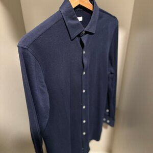 Bar III Size 14-14 1/2 Stretch Dress Shirt Navy Small